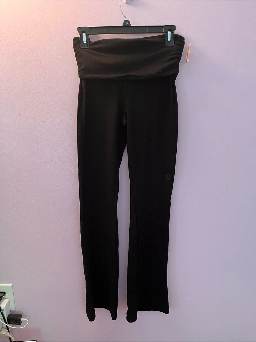 Free People Black Fold-Over Bootcut Yoga Pants